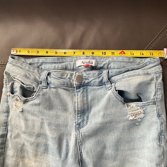 Arula A Beautiful Soul Raw Hem Flare Jeans Stretch Indie Grunge Light Wash 12 - Picture 8 of 16